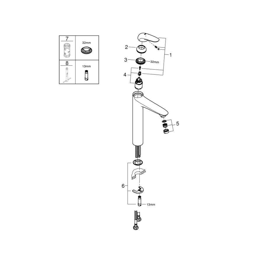 GROHE 23719003 - Mitigeur pour lavabo EUROSTYLE XL, chrome brillant