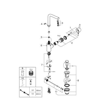 GROHE 23739002 - Mitigeur pour lavabo CONCETTO 291 mm chrome brillant