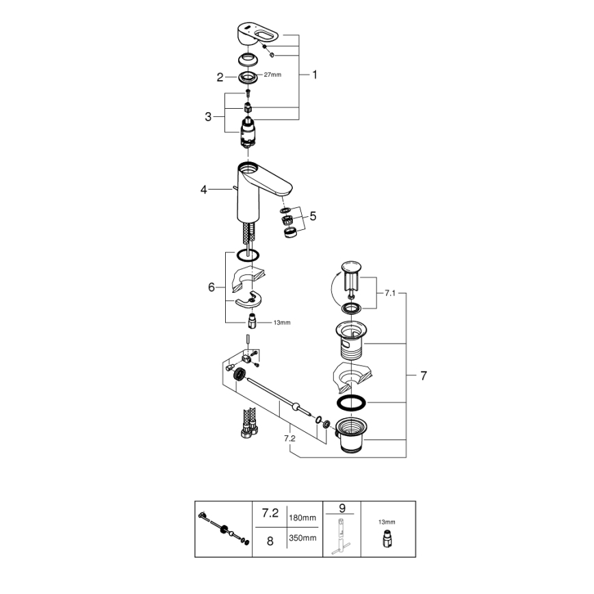 GROHE 23762000 - Mitigeur de lavabo BAULOOP DN 15, finition chrome brillant
