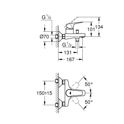 GROHE 23772000 - Mitigeur pour baignoire START FLOW 150 mm chromé brillant