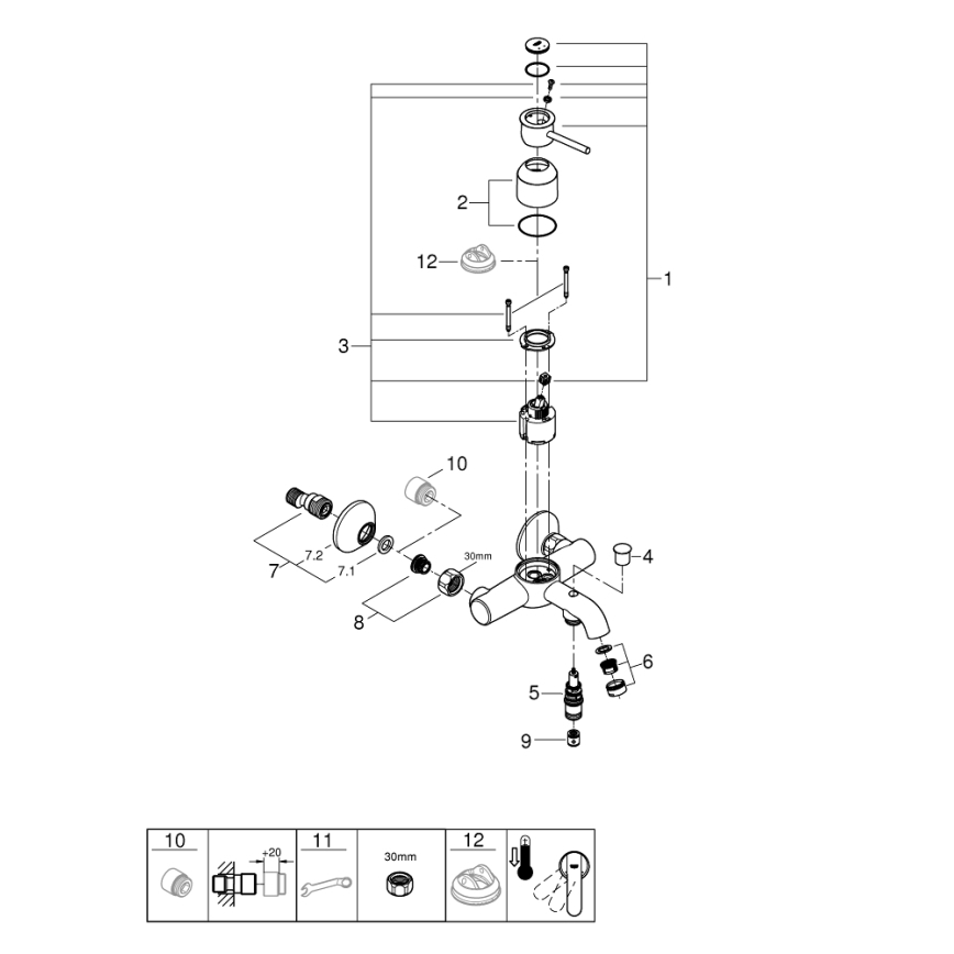GROHE 23787000 - Mitigeur de baignoire START CLASSIC DN 15 chrome poli