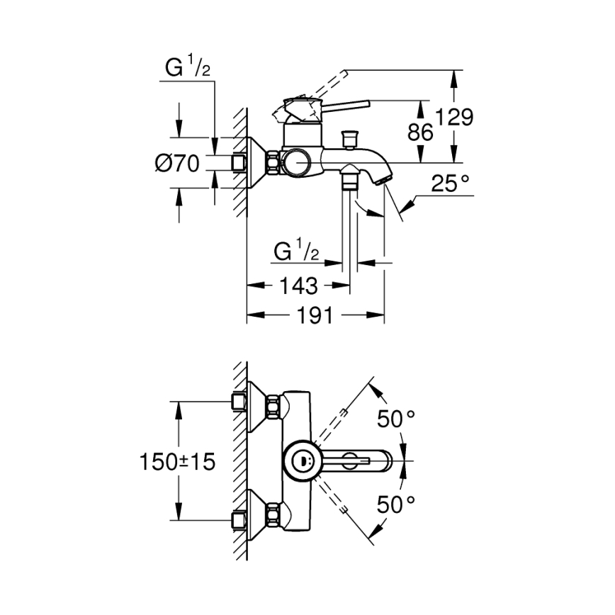 GROHE 23787000 - Mitigeur de baignoire START CLASSIC DN 15 chrome poli