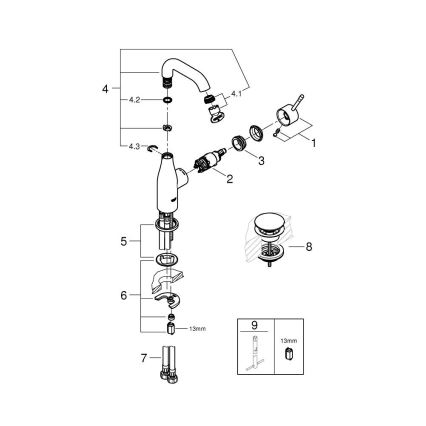 GROHE 23798001 - Mitigeur pour lavabo ESSENCE DN 15, taille M, chrome brillant
