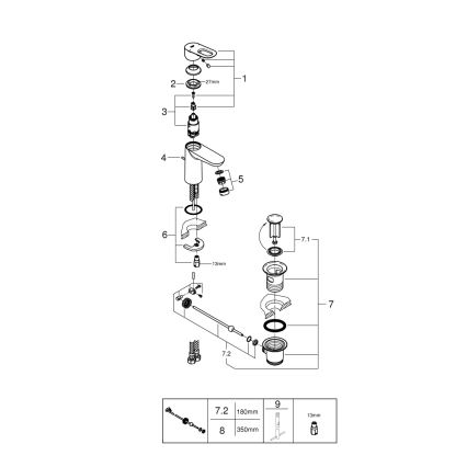 GROHE 23803000 - Mitigeur pour lavabo EUROSMART chrome brillant