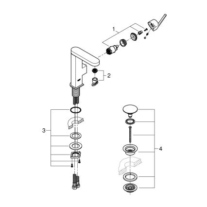 GROHE 23872003 - Mitigeur de lavabo PLUS M, finition chrome poli