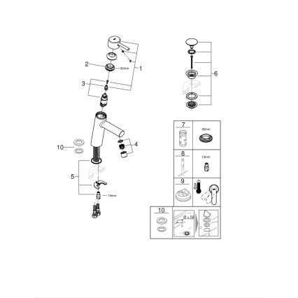GROHE 23932001 - Mitigeur pour lavabo EUROSMART taille M, chrome brillant