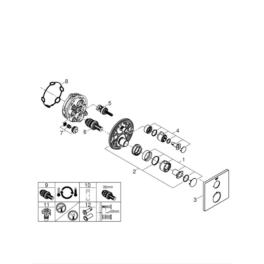 GROHE 24078000 - Batterie thermostatique de douche GROHTHERM, finition chrome brillant