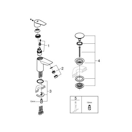 GROHE 24199001 - Mitigeur pour lavabo START EDGE DN 15 chromé brillant