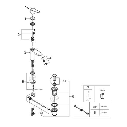 GROHE 242092432 - Mitigeur pour lavabo QUICKFIX START 165 mm noir