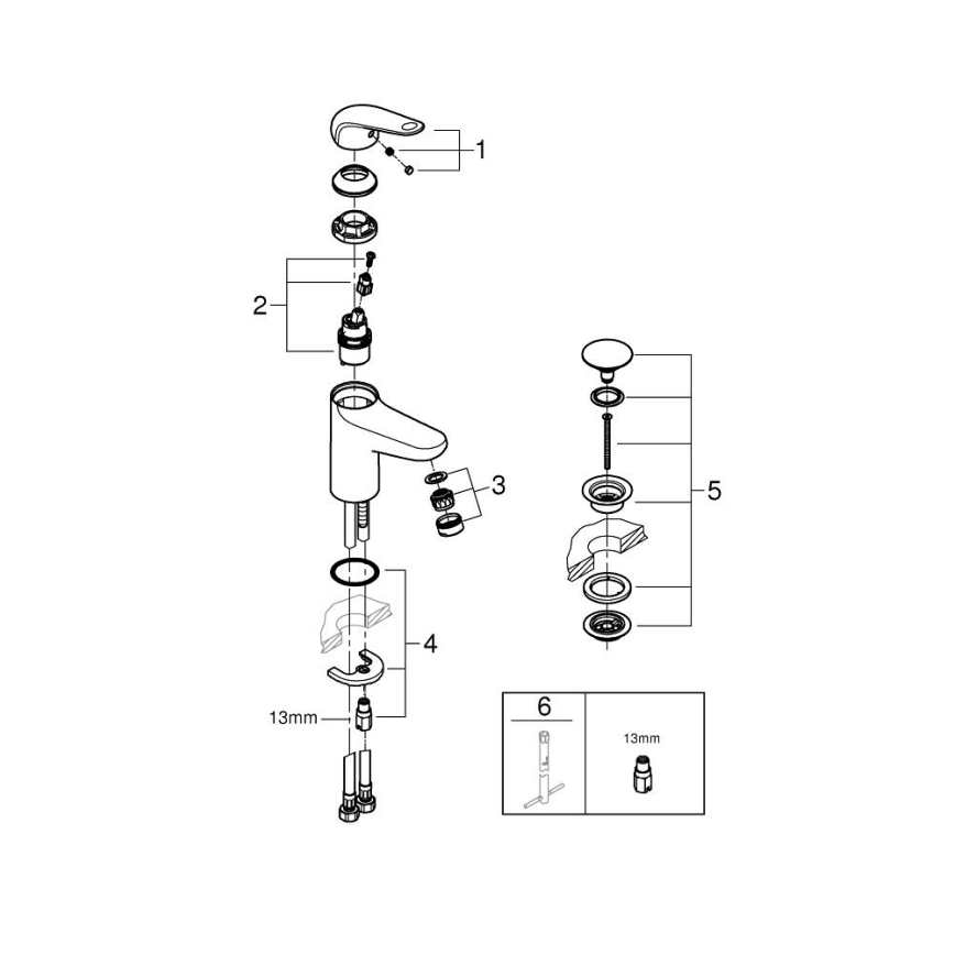 GROHE 24326001 - Mitigeur lavabo SWIFT DN 15, taille M, chromé brillant