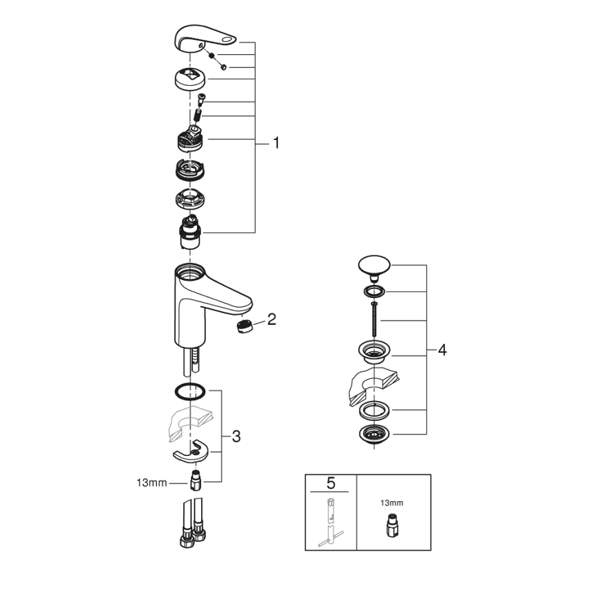 GROHE 24327001 - Mitigeur de lavabo SWIFT, taille M, chrome poli
