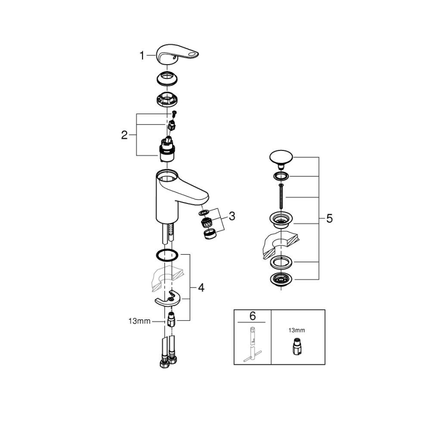 GROHE 24329001 - Mitigeur de lavabo SWIFT DN 15, chrome poli