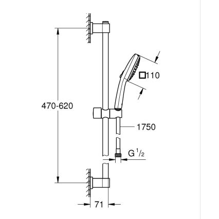 GROHE 26096001 - Ensemble de douche VITALIO COMFORT 110 600 mm chromé brillant