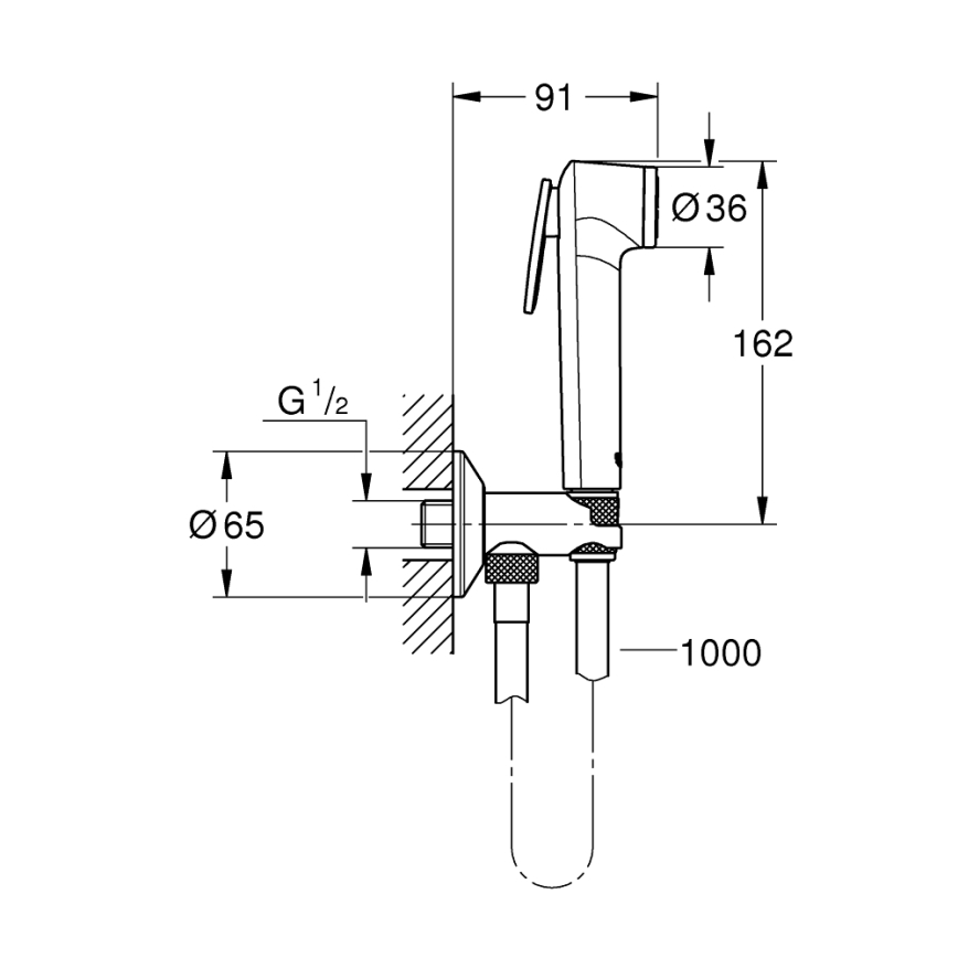 GROHE 26358000 - Ensemble mural TEMPESTA-F avec douchette hygiénique à main 1000 mm chromé