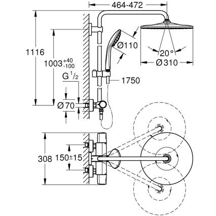 GROHE 26400001 - Système de douche VITALIO JOY SYSTEM 310 450 mm chromé brillant