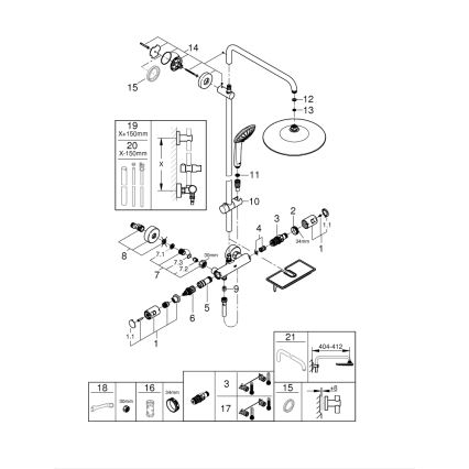 GROHE 26403001 - Système de douche VITALIO JOY 260 450 mm chromé brillant