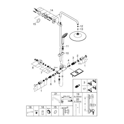 GROHE 26403001 - Système de douche VITALIO JOY 260 450 mm chromé brillant