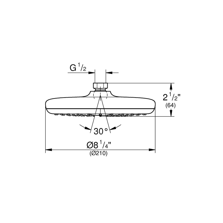GROHE 26410000 - Tête de douche TEMPESTA 210 mm, chrome brillant