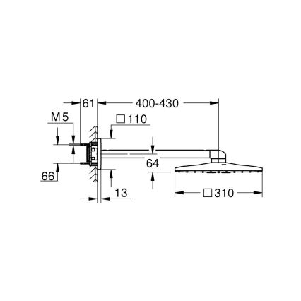 GROHE 26479000 - Tête de douche RAINSHOWER SMARTACTIVE 310 CUBE, fini chromé brillant