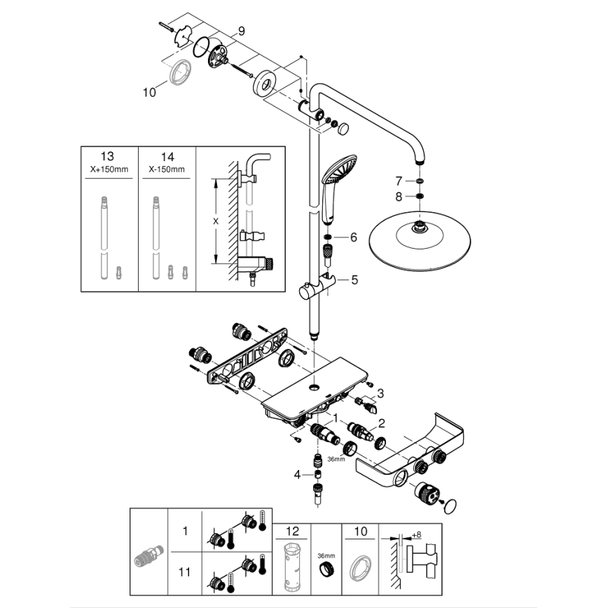 GROHE 26509000 - Système de douche EUPHORIA SMARTCONTROL 260 mm chromé brillant