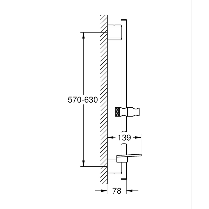 GROHE 26602DL0 - Barre de douche SMARTACTIVE 600 mm, cuivre brossé