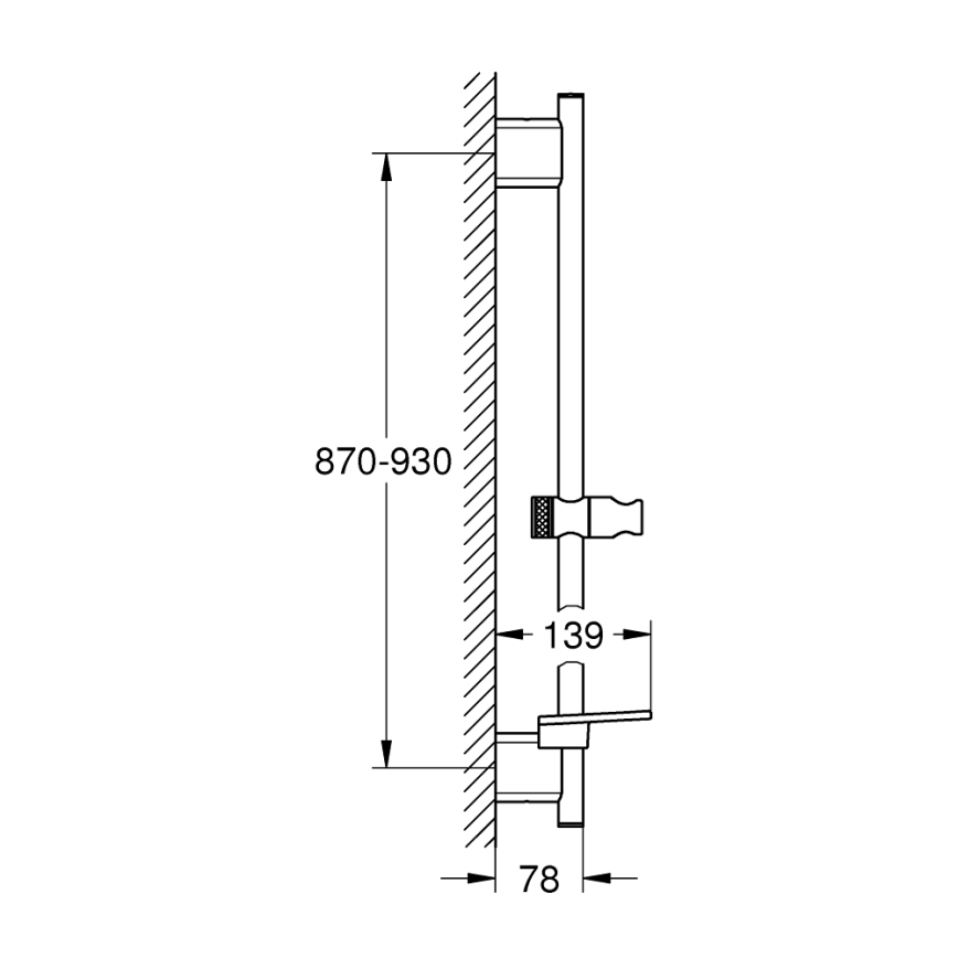 GROHE 26603DC0 - Barre de douche RAINSHOWER SMARTACTIVE 900 mm chrome mat
