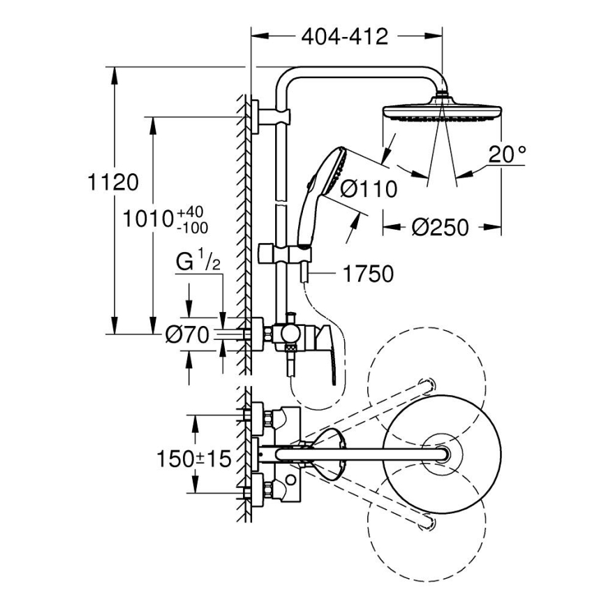 GROHE 26679001 - Système de douche VITALIO START 250 390 mm chrome poli