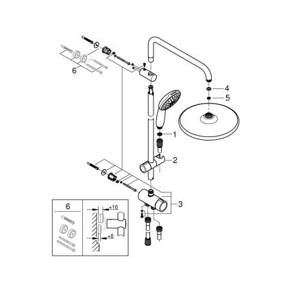 GROHE 26680001 - Système de douche VITALIO START SYSTEM 250 390 mm, métal, chrome