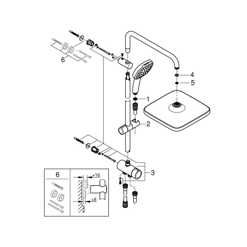 GROHE 26698001 - Système de douche VITALIO COMFORT 250, chrome brillant