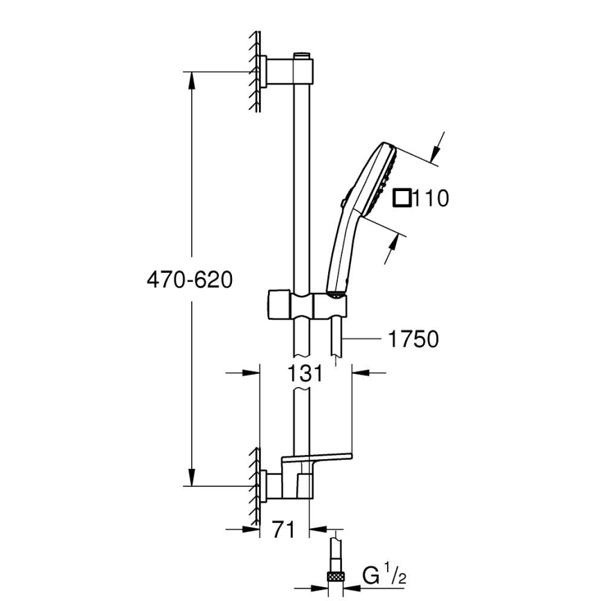 GROHE 26929001 - Ensemble de douche VITALIO COMFORT 110 600 mm chromé brillant