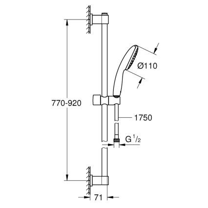 GROHE 26953001 - Ensemble de douche VITALIO START 110, 900 mm, chrome brillant
