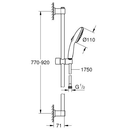 GROHE 269542431 - Ensemble de douche VITALIO START 110 900 mm noir