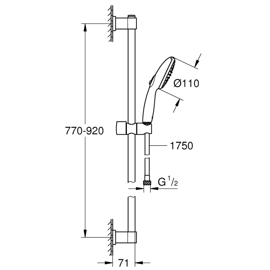 GROHE 26955001 - Ensemble de douche VITALIO START 110 900 mm inox