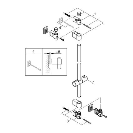 GROHE 26970001 - Barre de douche VITALIO UNIVERSAL 1150 mm chromé brillant