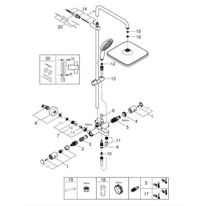 GROHE 269842431 - Système de douche VITALIO COMFORT 250 250 × 250 mm noir