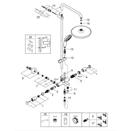 GROHE 26988001 - Système de douche VITALIO START SYSTEM 390 mm chrome brillant