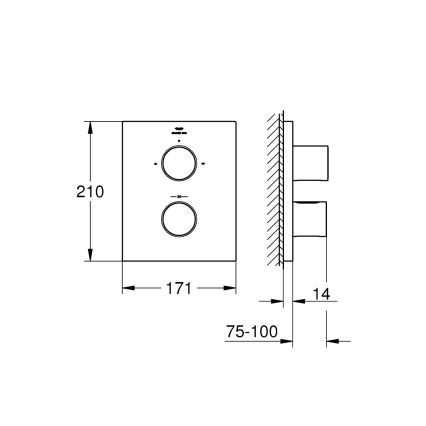 GROHE 27618000 - Cache thermostatique GROHTHERM F, chromé brillant