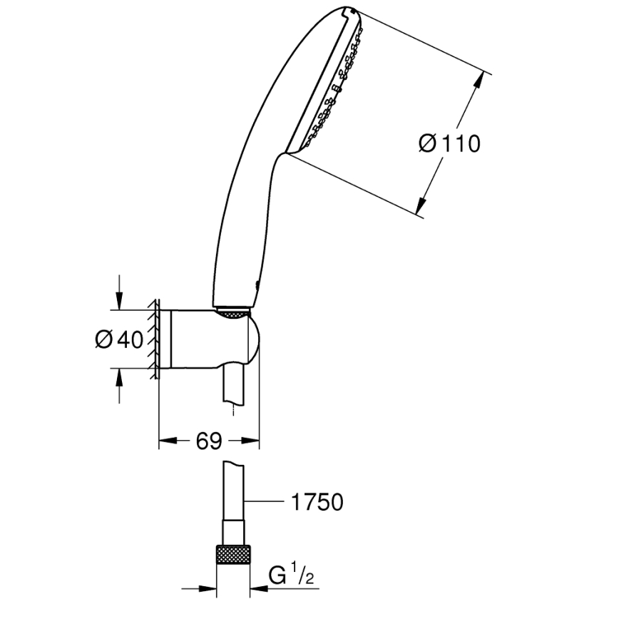 GROHE 27944001 - Ensemble de douche VITALIO START 110 110 mm chrome brillant