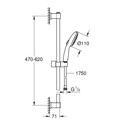 GROHE 279482431 - Ensemble de douche VITALIO START 110 600 mm noir