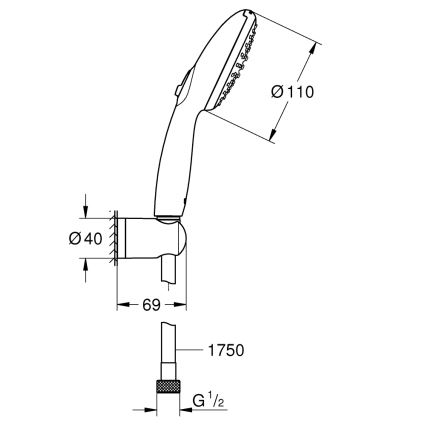 GROHE 279502431 - Kit de douche VITALIO START 110 110 mm noir