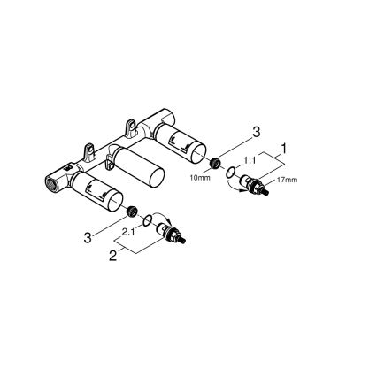 GROHE 29025002 - Corps d'encastrement universel pour mitigeur lavabo 3 trous en laiton