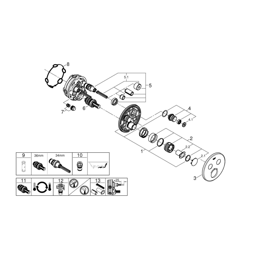 GROHE 29119GN0-Thermostat pour installation encastrée GROHTHERM SMARTCONTROL doré brossé