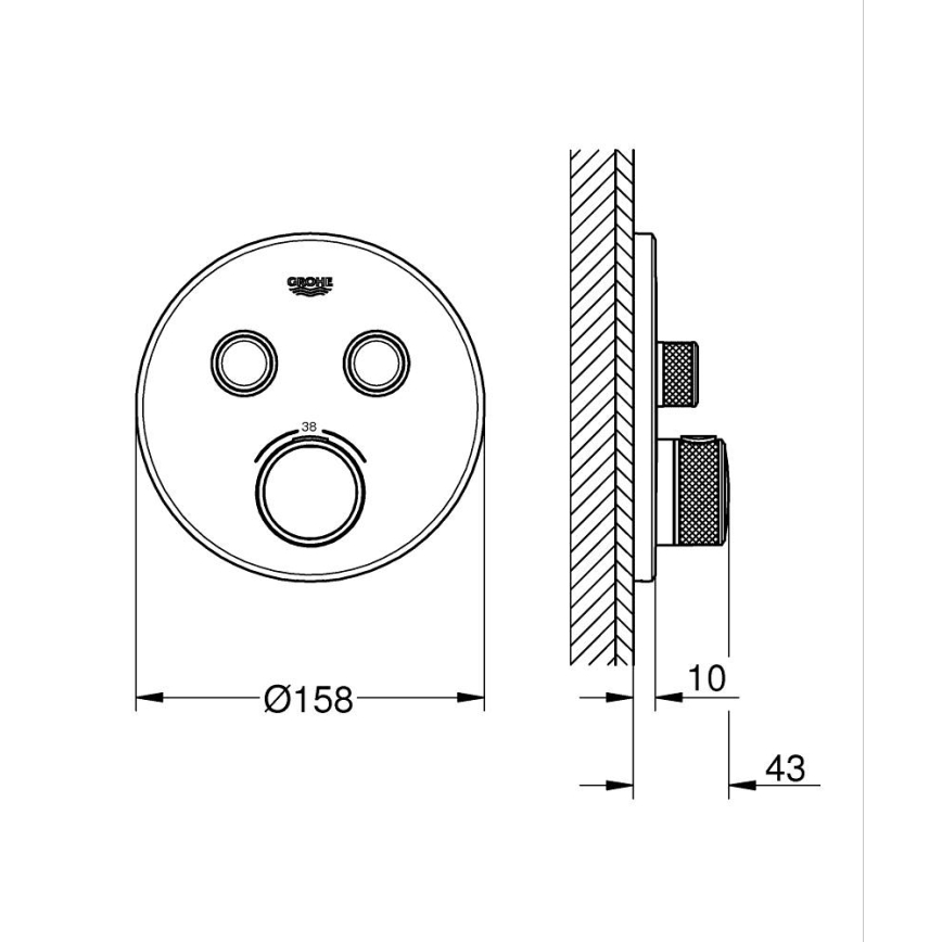 GROHE 29119GN0-Thermostat pour installation encastrée GROHTHERM SMARTCONTROL doré brossé