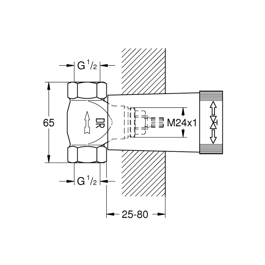 GROHE 29800000 - Pièce inférieure pour corps encastré de vanne DN 15 en laiton