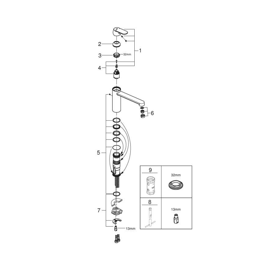 GROHE 30193000 - Mitigeur pour évier EUROSMART COSMOPOLITAN chromé brillant