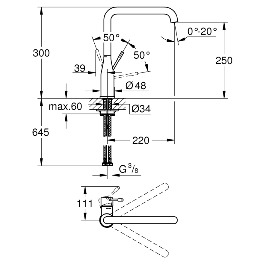 GROHE 30269GN0 - Mitigeur d'évier ESSENCE, finition dorée