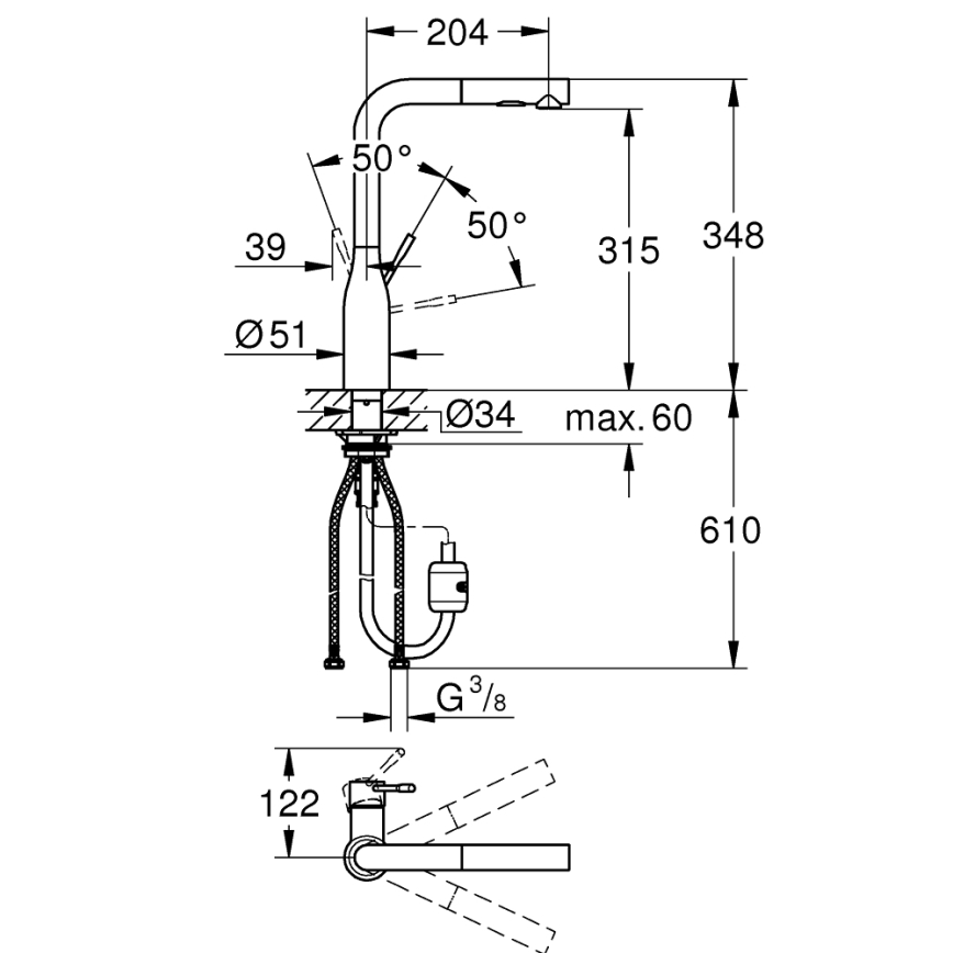 GROHE 30270DL0 - Mitigeur d'évier ESSENCE finition cuivrée