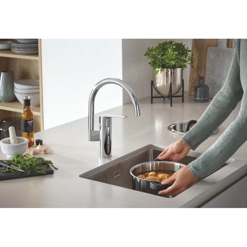 GROHE 30469000 - Mitigeur d'évier START, bec haut, chrome brillant