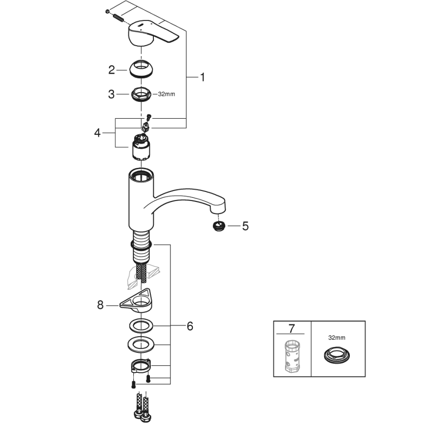 GROHE 305302432 - Mitigeur pour évier START 184 mm noir