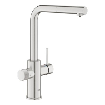 GROHE 30590DC0 - Mitigeur de cuisine avec douchette extractible BLUE PURE en acier inoxydable